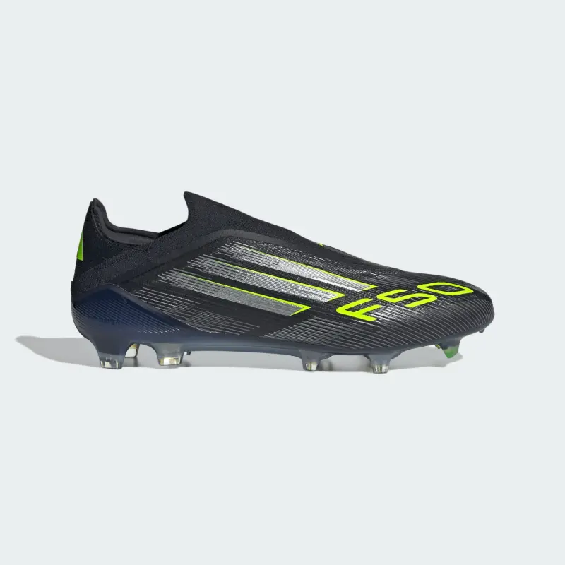 Adidas F50 Elite Laceless FG Core Black Iron Metallic Lucid Lemon shown in a alternate product photo