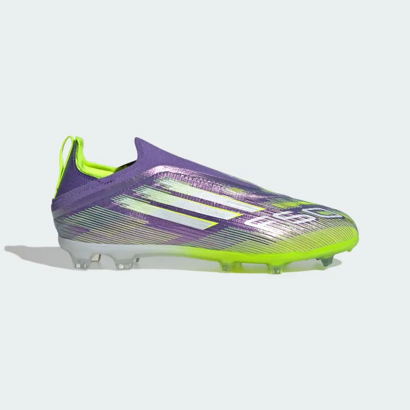 Adidas F50 Elite Laceless FG Purple Rush Cloud White Lucid Lemon (GS) displayed in a alternate image