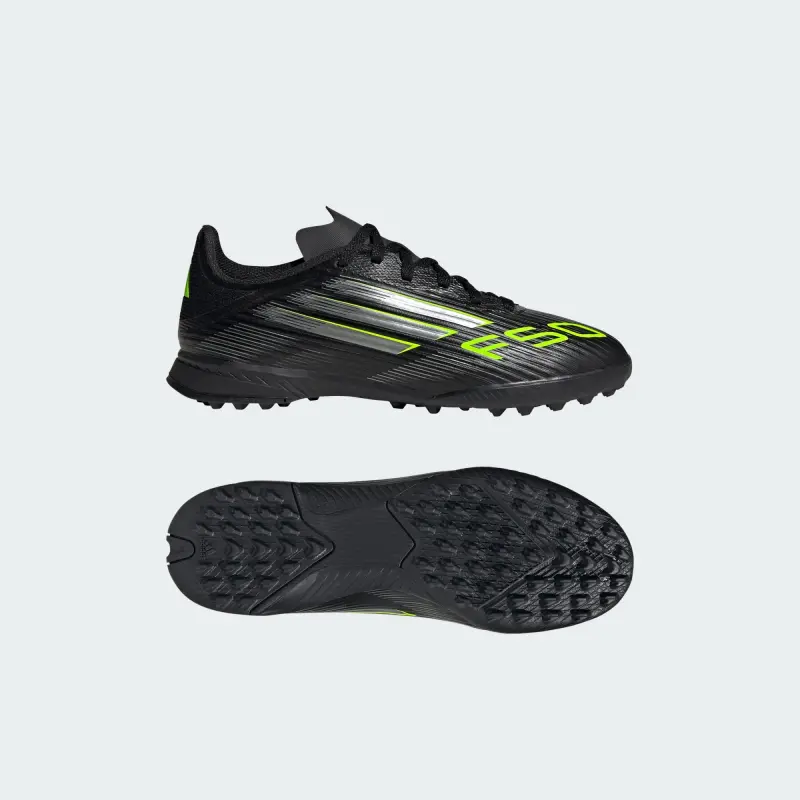 Detailed main image of Adidas F50 League Turf Core Black Iron Metallic Lucid Lemon (GS)