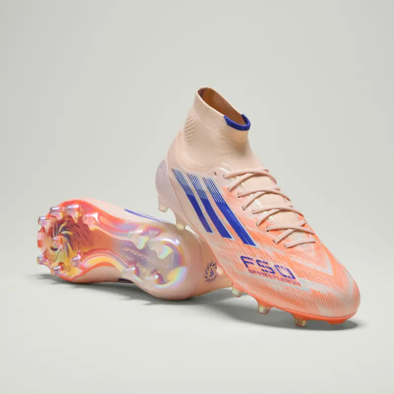 main photo showcasing Adidas F50 Sparkfusion Elite Mid-Cut FG/AG Coral Blaze Pack (Women's)