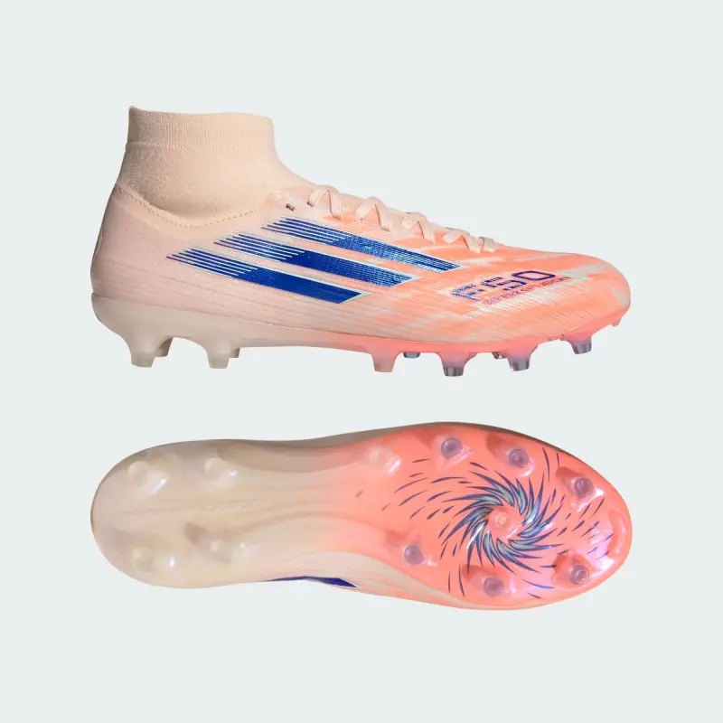 Detailed main image of Adidas F50 Sparkfusion Pro Mid-Cut FG/AG Coral Blaze Pack (Women's)