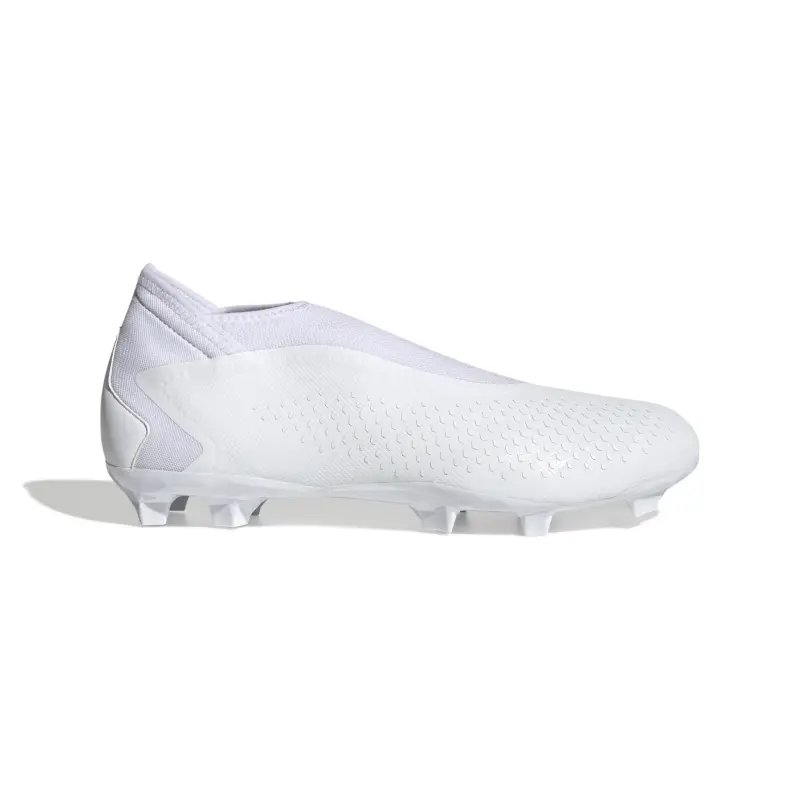Main Product Shot | Adidas Predator Accuracy.3 Laceless FG (White/White) main view of Adidas Predator Accuracy.3 Laceless FG (White/White)