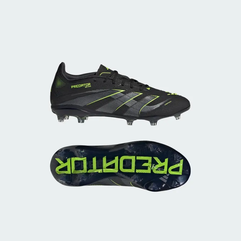 Adidas Predator Elite FG Core Black Iron Metallic Lucid Lemon (GS) – Main Detail Photo Adidas Predator Elite FG Core Black Iron Metallic Lucid Lemon (GS) shown in a main product photo