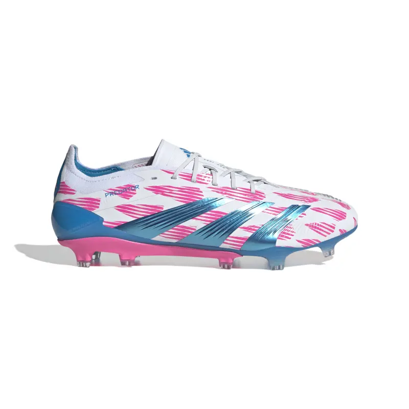 Adidas Predator Elite FG (White/Pink/Blue) – Product Photo 1 Adidas Predator Elite FG (White/Pink/Blue) pictured from a main angle