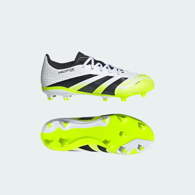 Adidas Predator League FG/MG Cloud White Core Black Lucid Lemon (GS) | Main View Product photography of Adidas Predator League FG/MG Cloud White Core Black Lucid Lemon (GS), main