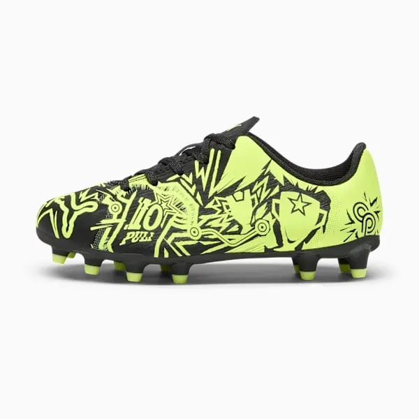 Christian Pulisic x Puma Tacto 2 FG AG Big Kid 'CP10 Pack - Electric Lime' pictured from a main angle