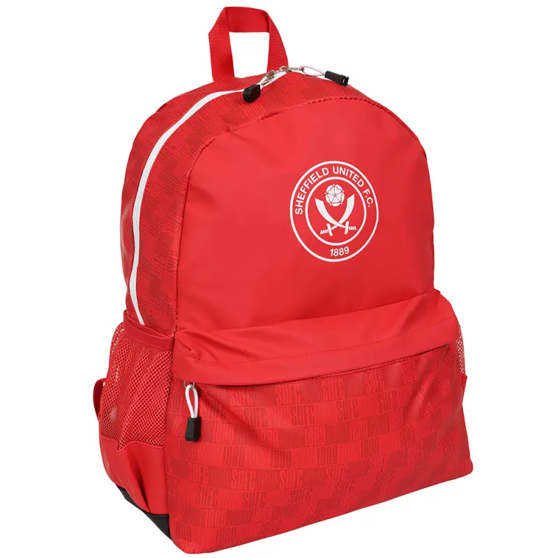 Crest Pattern Backpack pictured from a alternate angle