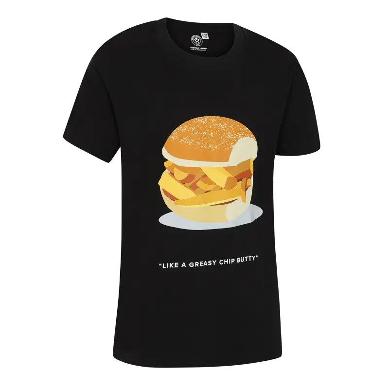 Junior Chip Butty Tee Black displayed in a alternate image