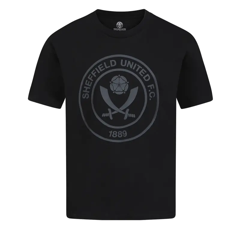Junior Sheffield United Crest Tee Black shown in a main product photo