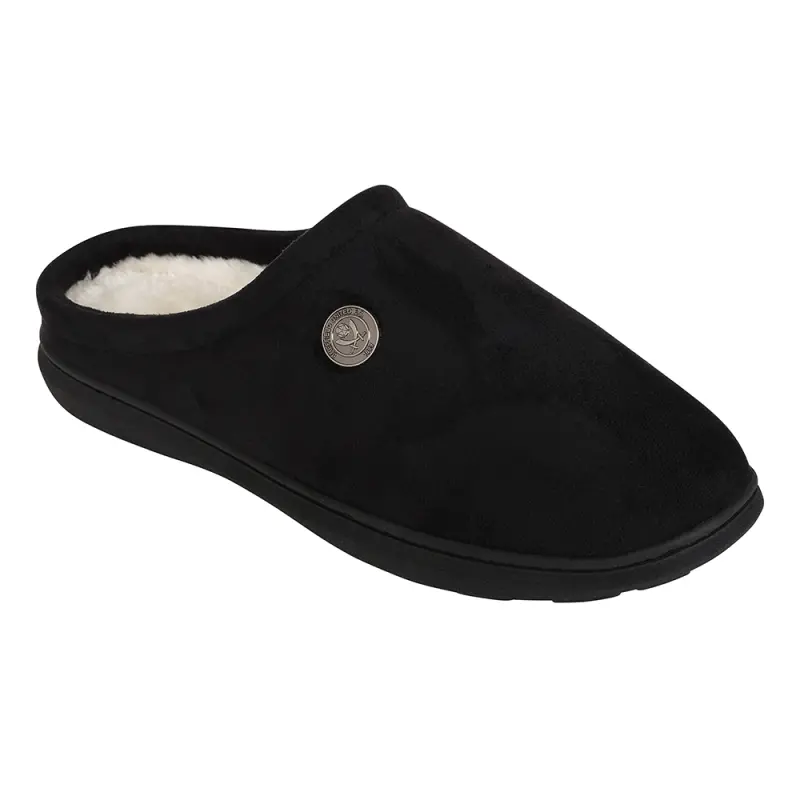 main view of Mens Crest Mule Slipper Black