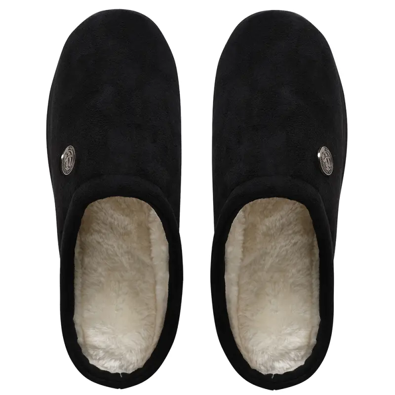 alternate photo showcasing Mens Crest Mule Slipper Black