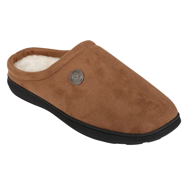 Mens Crest Mule Slipper Brown shown in a main product photo