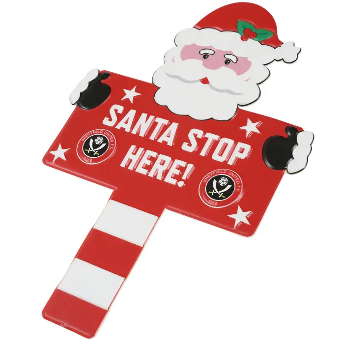 Metal Embossed Santa Stop Here Sign product image, alternate