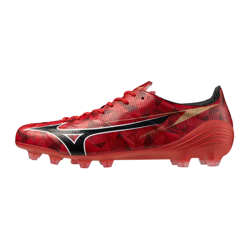 main product shot featuring Mizuno MIZUNO ALPHA II JAPAN MORELIA 40th Red/Black/Gold