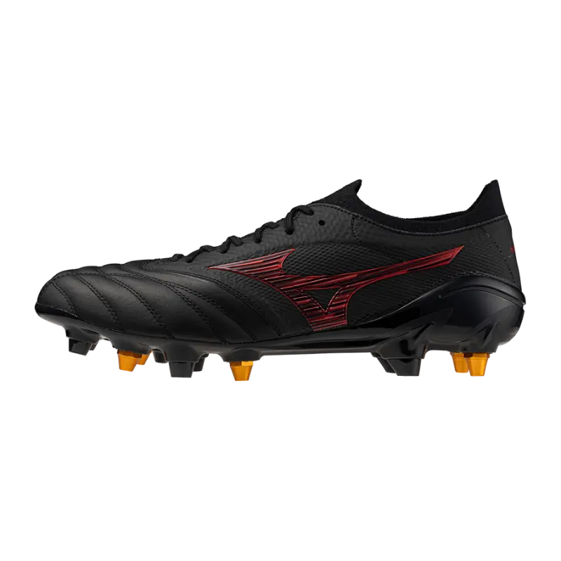 main product shot featuring Mizuno MORELIA NEO IV BETA JAPAN MIX Black/MORELIA 40th Red/Black