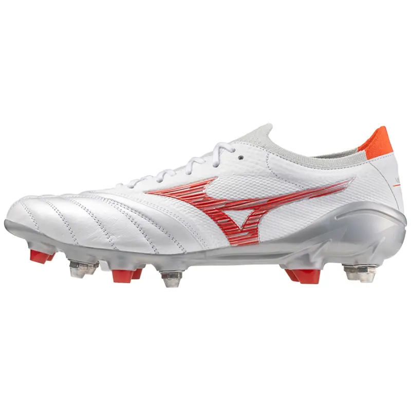 main photo showcasing Mizuno MORELIA NEO IV BETA JAPAN MIX White/Radiant Red/ Hot Coral