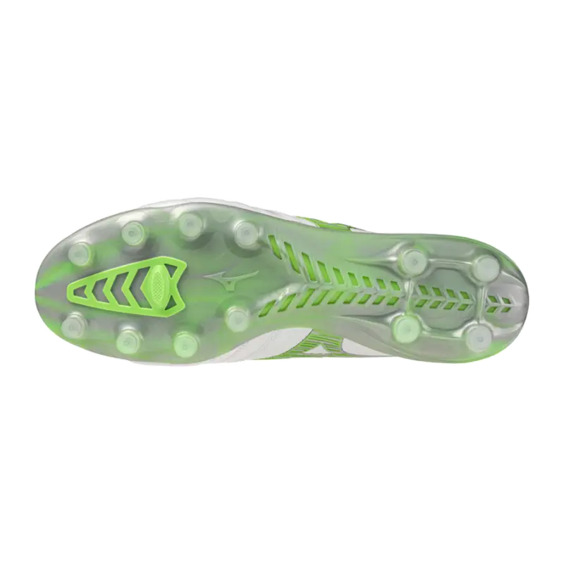 Mizuno MORELIA NEO IV BETA JAPAN White/Neon Green/Cool Gray 3C displayed in a alternate image