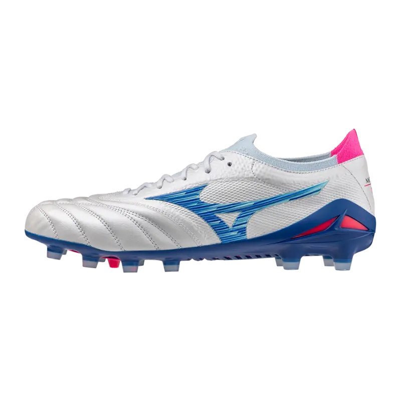 Mizuno MORELIA NEO IV BETA JAPAN White/Tanager Turquoise/Pink Tetra visual highlighting the main view