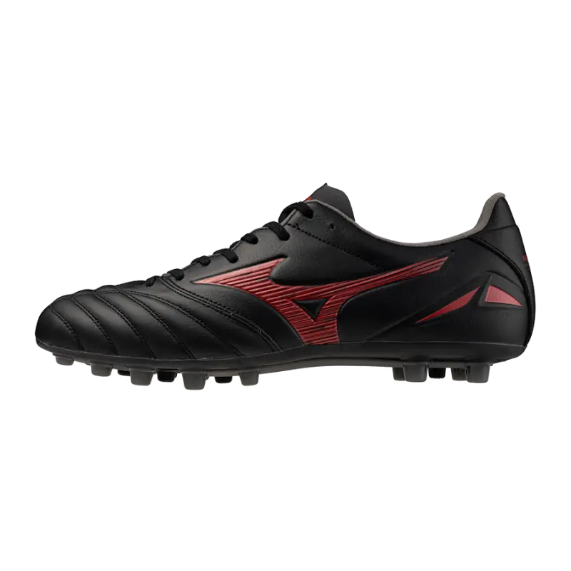 Mizuno MORELIA NEO IV PRO AG Black/MORELIA 40th Red/Black visual highlighting the main view