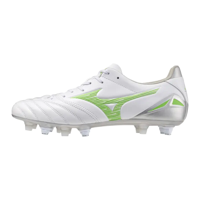 main view of Mizuno MORELIA NEO IV PRO MIX White/Neon Green/Cool Gray 3C