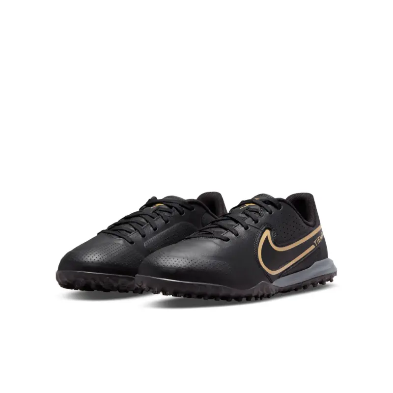 Nike Tiempo Legend 9 Academy Turf Jr (Black/Gold) shown in a main product photo