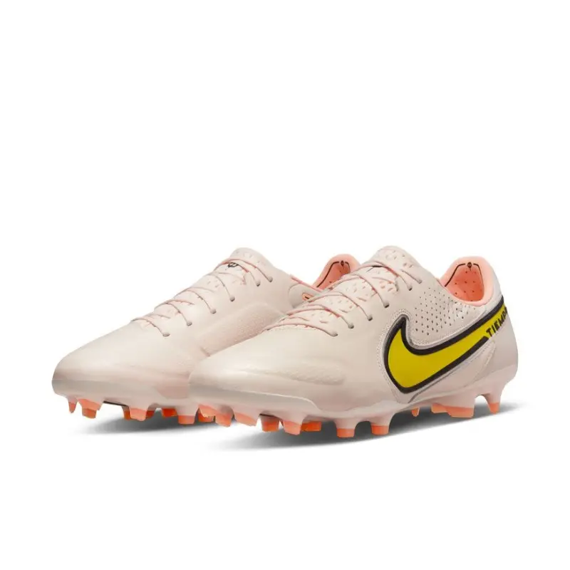 Nike Tiempo Legend 9 Elite FG (Guava/Yellow) visual highlighting the main view