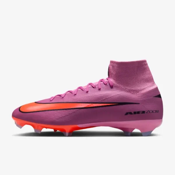 main product shot featuring Nike Zoom Mercurial Superfly 10 Pro FG Magic Flamingo Total Crimson