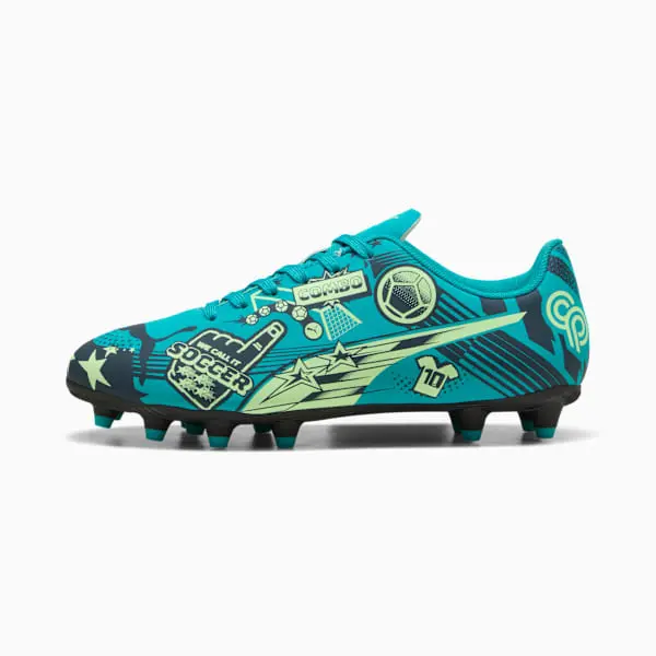 Product photography of Puma Christian Pulisic x Ultra Legacy FG/AG Big Kid 'Allover Print - Deep Aqua', main