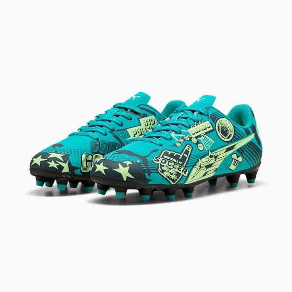 alternate product shot featuring Puma Christian Pulisic x Ultra Legacy FG/AG Big Kid 'Allover Print - Deep Aqua'
