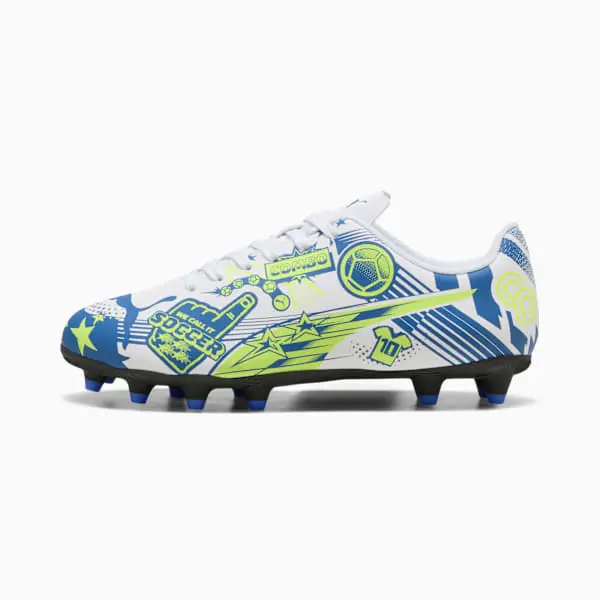 Closer look at Puma Christian Pulisic x Ultra Legacy FG/AG Big Kid 'Allover Print - Lake Blue Yellow Alert', main