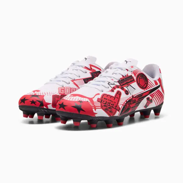 Shop image of Puma Christian Pulisic x Ultra Legacy FG/AG Big Kid 'Allover Print - White Red Black' in alternate view