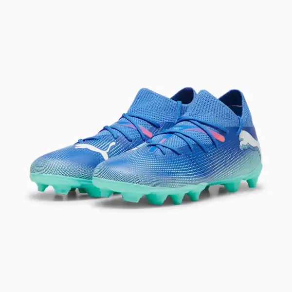 PUMA Future 7 Match FG/AG Jr (Blue/Mint) pictured from a main angle