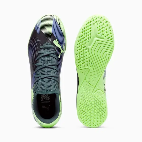 PUMA Future 7 Play Indoor (Gray/Purple/Green) displayed in a alternate image