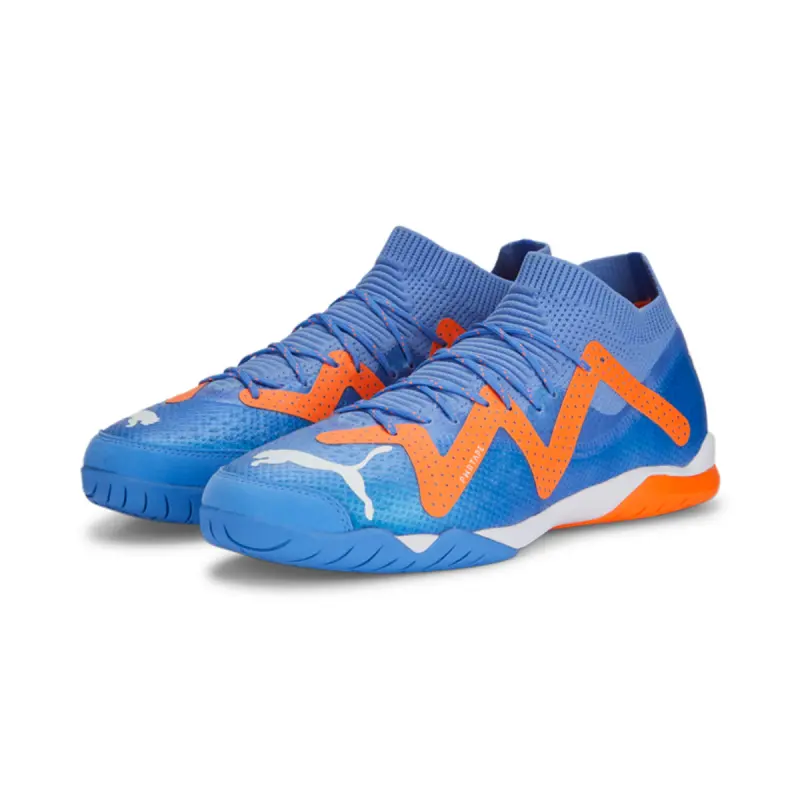 PUMA Future Ultimate Court Indoor (Blue/Orange) – Main Product Image PUMA Future Ultimate Court Indoor (Blue/Orange) pictured from a main angle