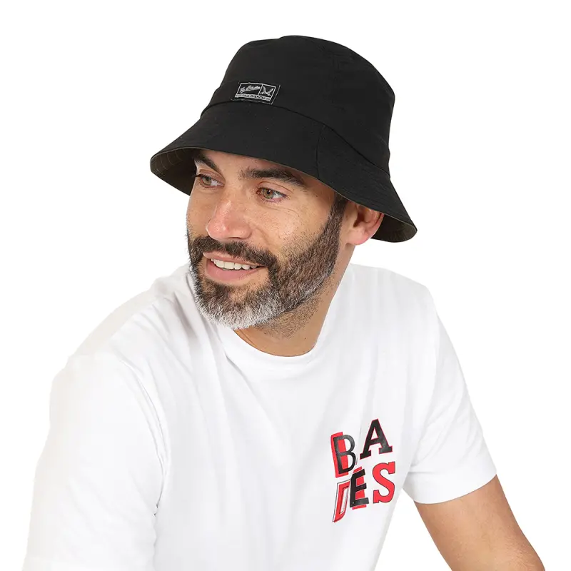 Reversible Patch Bucket Hat pictured from a alternate angle