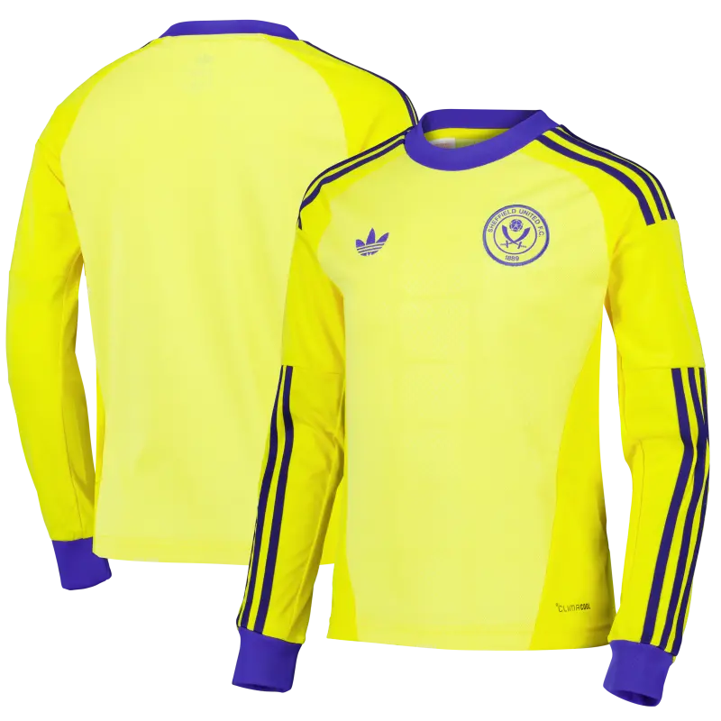 main product shot featuring Sheffield United Adidas Away Goalkeeper Shirt 2026-27 - Long Sleeve - Kids With Custom Printing