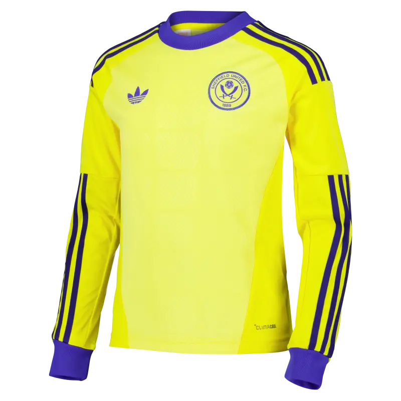 Product photography of Sheffield United Adidas Away Goalkeeper Shirt 2026-27 - Long Sleeve - Kids With Davies 17 Printing, alternate