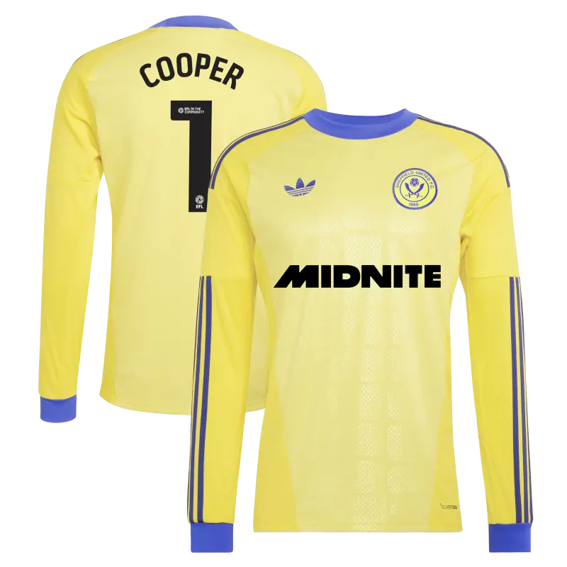main photo showcasing Sheffield United Adidas Away Goalkeeper Shirt 2026-27 - Long Sleeve - Mens With Cooper 1 Printing