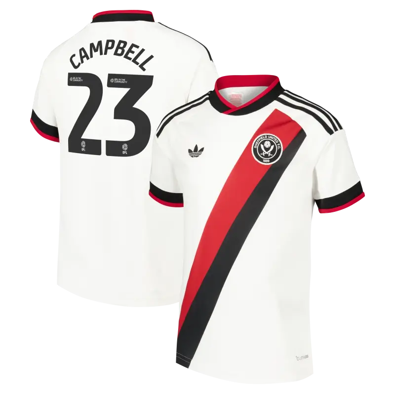 Shop image of Sheffield United Adidas Away Shirt 2026-27 - Kids With Campbell 23 Printing in main view