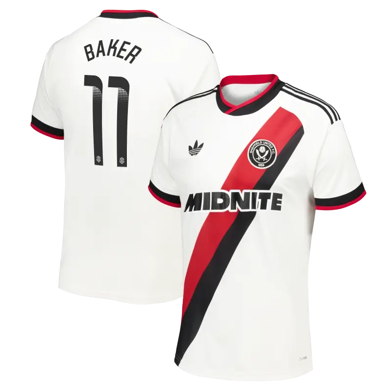 main product shot featuring Sheffield United Adidas Away Shirt 2026-27 - Mens With Baker 11 Printing