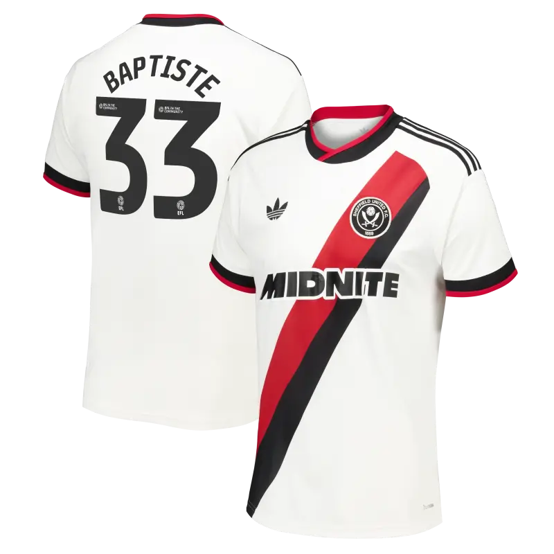 Product photography of Sheffield United Adidas Away Shirt 2026-27 - Mens With Baptiste 33 Printing, main