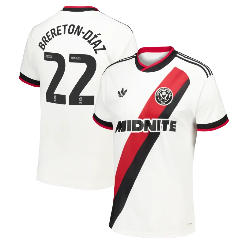 Detailed main image of Sheffield United Adidas Away Shirt 2026-27 - Mens With Brereton-Díaz 22 Printing