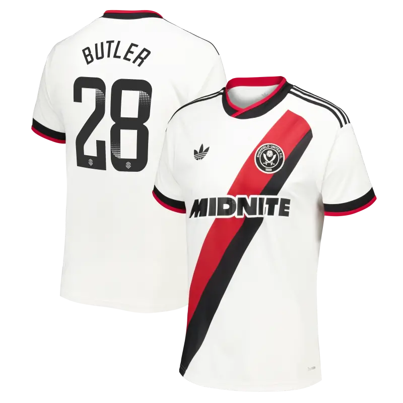 Sheffield United Adidas Away Shirt 2026-27 - Mens With Butler 28 Printing shown in a main product photo