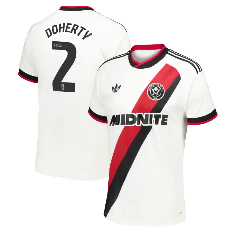main photo showcasing Sheffield United Adidas Away Shirt 2026-27 - Mens With Doherty 2 Printing