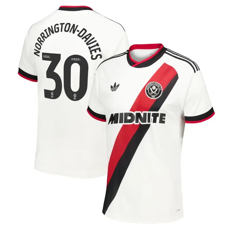 Detailed main image of Sheffield United Adidas Away Shirt 2026-27 - Mens With Norrington-Davies 30 Printing