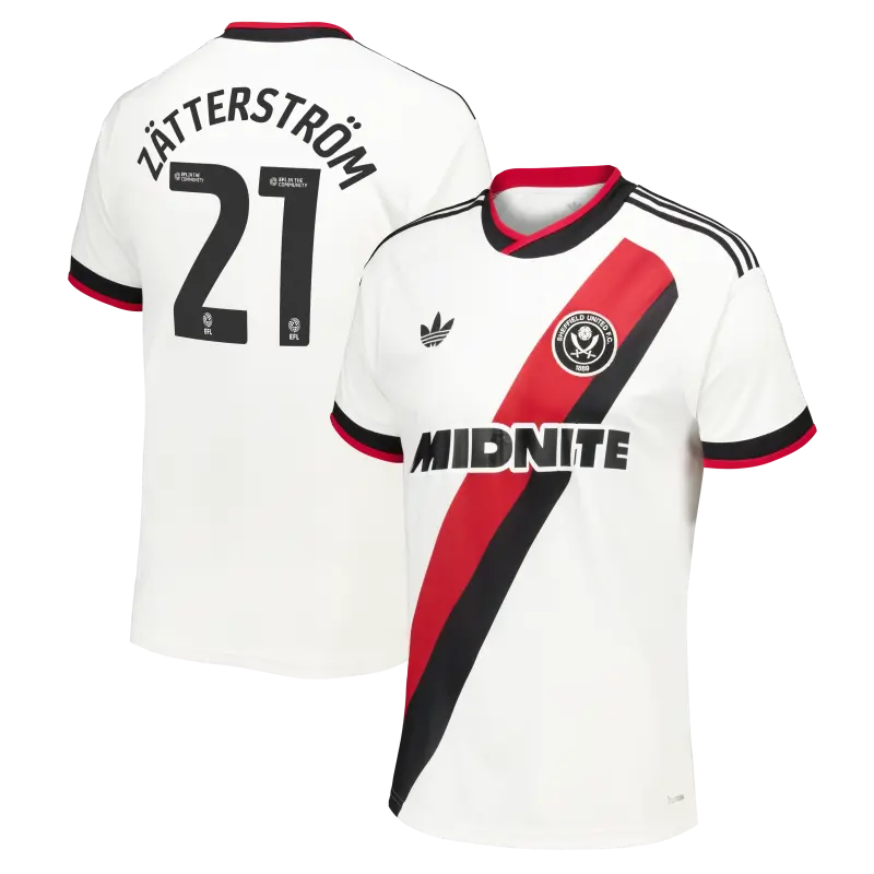 Sheffield United Adidas Away Shirt 2026-27 - Mens With Zätterström 21 Printing visual highlighting the main view