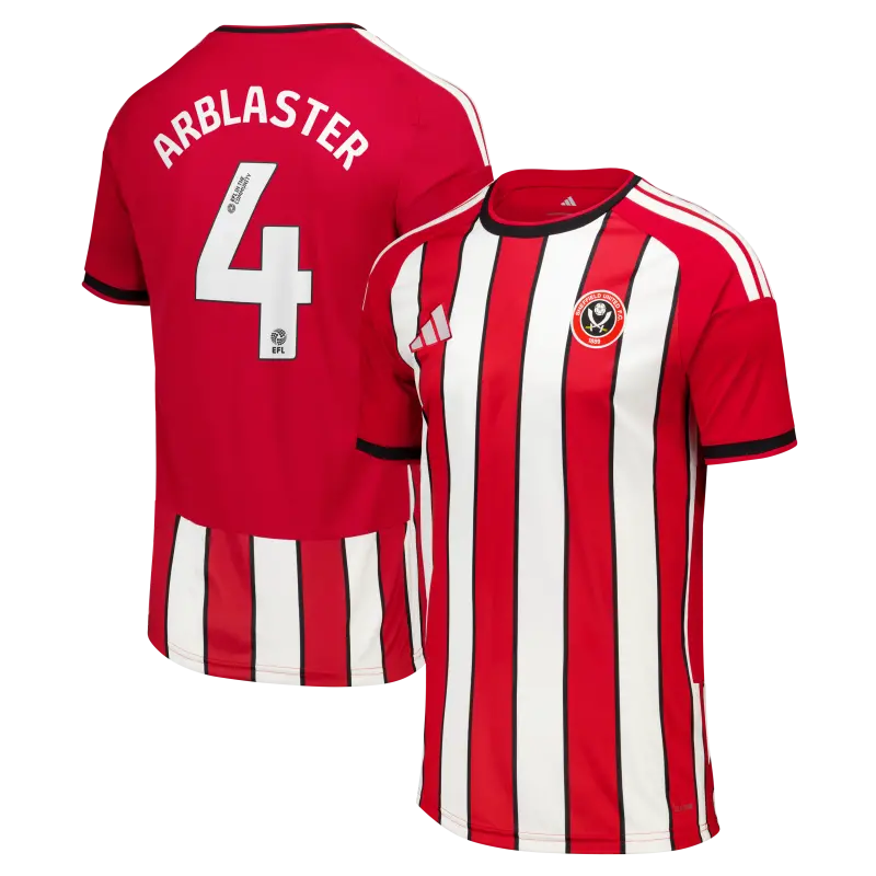 Detailed main image of Sheffield United Adidas Home Shirt 2026-27 - Kids With Arblaster 4 Printing