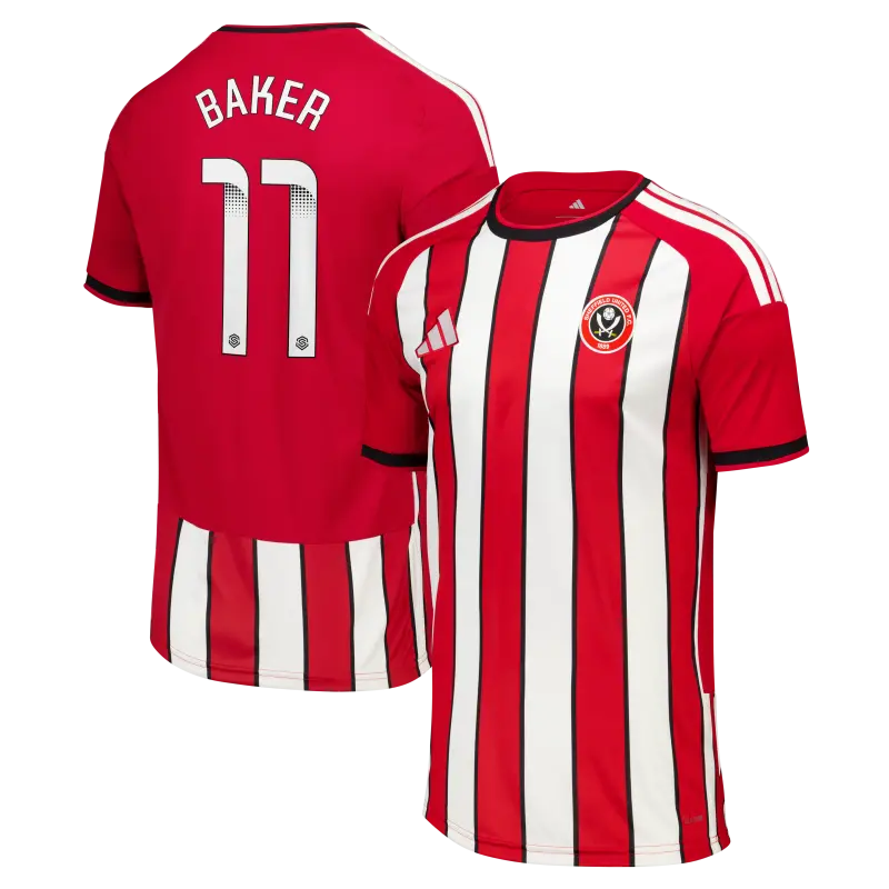 main photo showcasing Sheffield United Adidas Home Shirt 2026-27 - Kids With Baker 11 Printing
