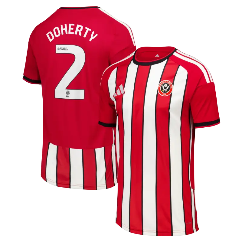 Sheffield United Adidas Home Shirt 2026-27 - Kids With Doherty 2 Printing shown in a main product photo