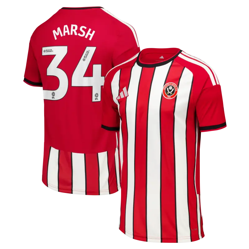 Sheffield United Adidas Home Shirt 2026-27 - Kids With Marsh 34 Printing shown in a main product photo